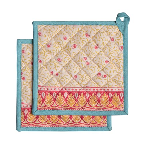 Pot Holders 100% Cotton Potholders (122 - Carpo / 8" x 8" (Pot Holder Pack of 2))