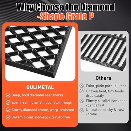 18.75" Dual Sided Diamond Sear Grill Grates for Weber Genesis II (18.9" x 13.4", 1 Pack)
