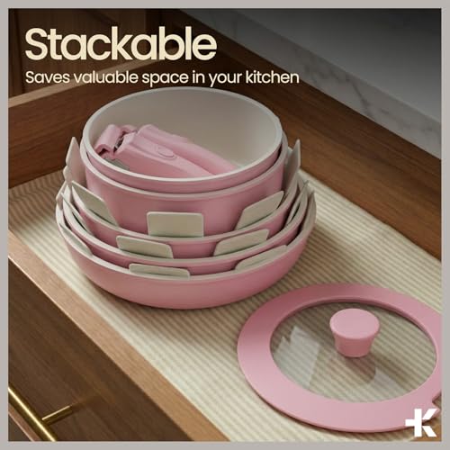 Bakken 17 Piece Ceramic Coated Aluminum Cookware Set (Pink)