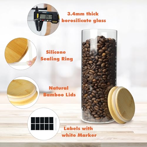 Glass Storage Containers with Airtight Bamboo Lids (6Pack(43oz))
