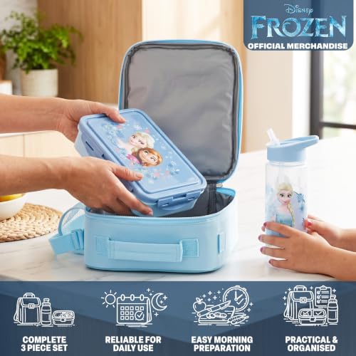 Disney Frozen Girls Lunch Box 3Pc Set (Light Blue Frozen)