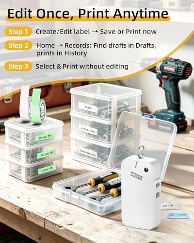 S001 Label Maker Machine with Tape (White)