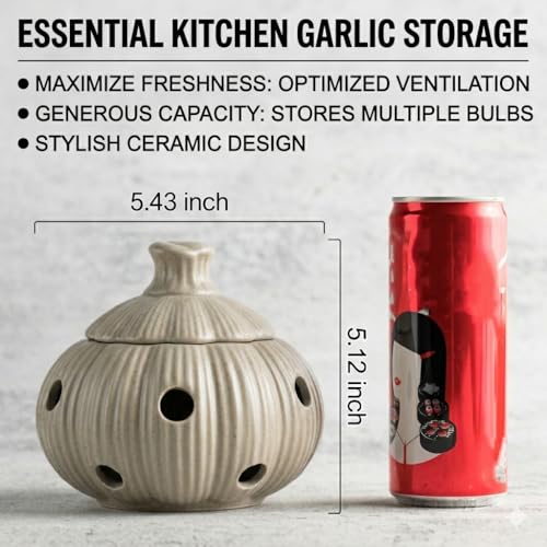Garlic Keeper Jar with Lid (Khaki)
