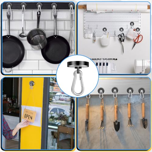 Magnetic Hooks Heavy Duty 150Lbs (150lb-4P Black)