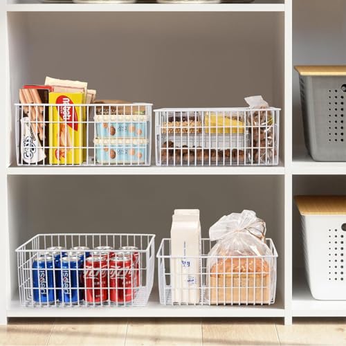 Upright Freezer Organizer Bins Metal Wire Storage Container Basket