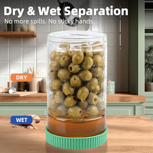 Glass Pickle Jar with Strainer Flip (Green)