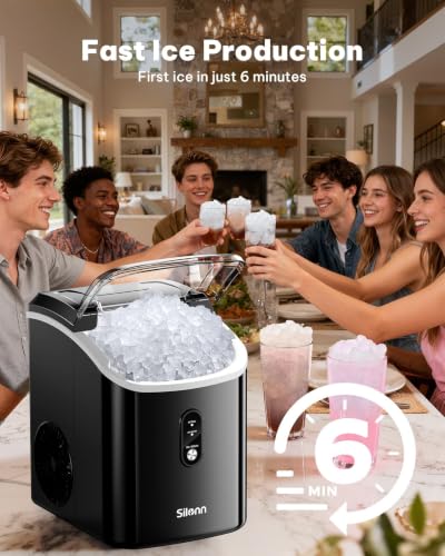 Nugget Ice Makers Countertop (Glossy Black Pro / 33 lbs)
