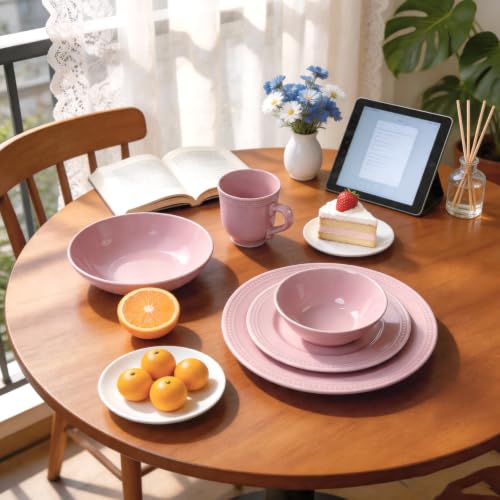 HomeVSS 20 Piece Pearl Dots Stoneware Dinnerware Set (20pc Set / Pink)