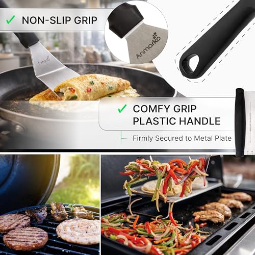 Metal Spatula Griddle Accessories Set (Plastic handle set)