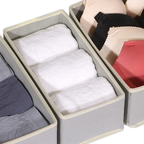 12 Pack Foldable Cloth Storage Box Closet Dresser Drawer Organizer Fabric Baskets Bins Containers Divider for Baby Clothes Underwear Bras Socks Lingerie Clothing (12 Count)