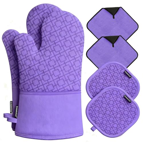 Oven Mitts and Pot Holders Sets 6pcs (Purple)