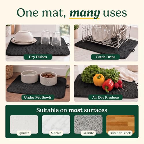 Cuisinart Dish Drying Mat for Kitchen Counter (Geostripe Jet Black)