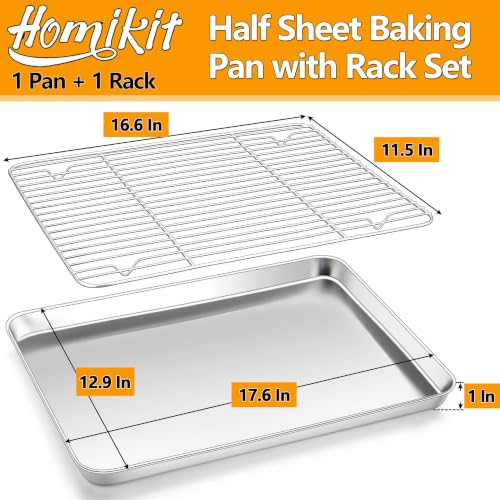 18x13 Inch Stainless Steel Baking Half Sheet with Wire Cooling Rack (2 Count)