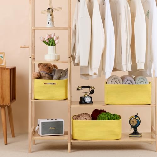 Large Storage Baskets for Shelves (3pcs-L17×W13×H7.5" / Yellow)