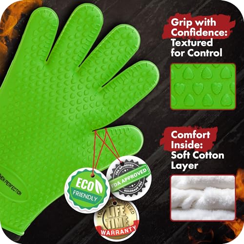 XL Silicone Smoker BBQ Gloves (Evergreen / X-Large)