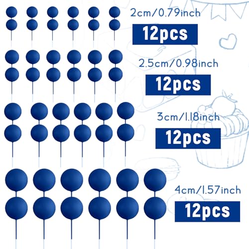 48 Pcs Balls Cake Topper Decorations Balloon Cupcake Toppers Foam Cake Topper Balls Cake Balls Decorations for Birthday Party Wedding Anniversary Cake Decorating (48 Count)
