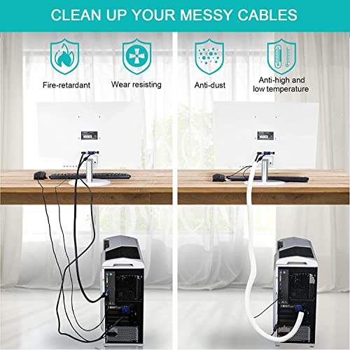 6.6ft 1.2 inch White Cable Sleeve