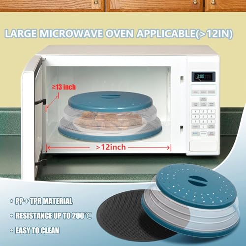 Large Microwave Splatter Cover & Silicone Mat (12" blue cover & 12" black mat)