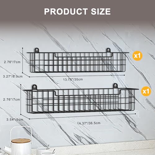 Wall Mounted Spice Rack Organizer (Black 2-Pack)