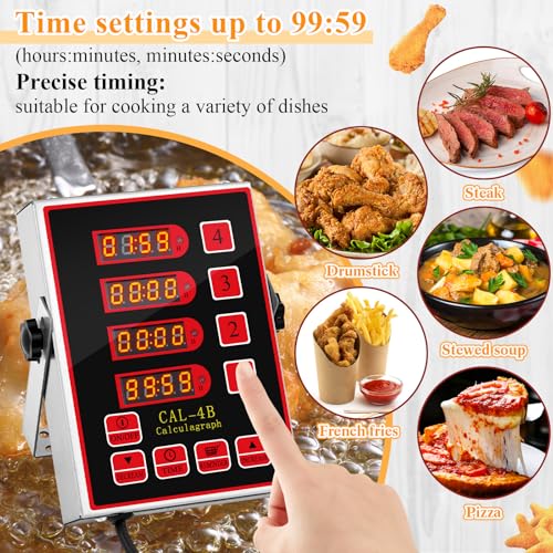 1 Pack Commercial Digital Kitchen Timer for Cooking (4 Channel)