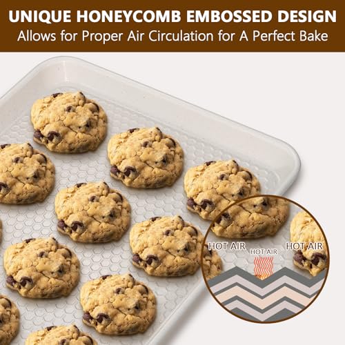 Baking Sheet Pan Set of 2 (15x10x1 inch Set / Textured White)