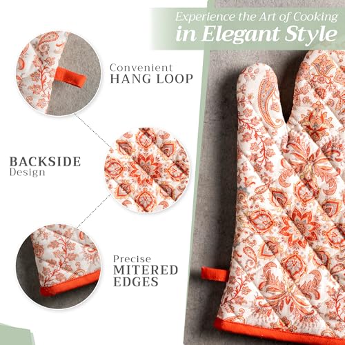 Maison d'Hermine Oven Gloves 100% Cotton Oven Mitt (059 - Cachemire / 7.5" x 13" (Oven Mitt))