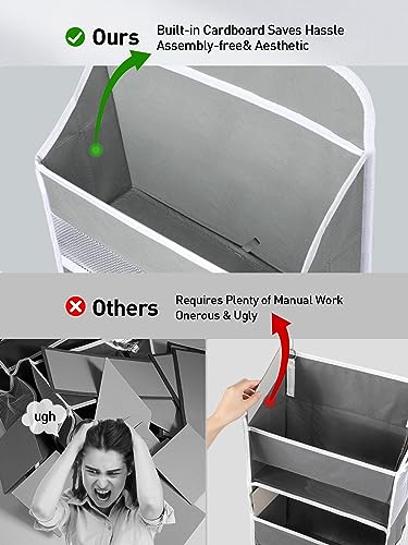 1 Pc Over the Door Organizer with 5 Bins 10 Side Pockets (Grey / 5 Tier)