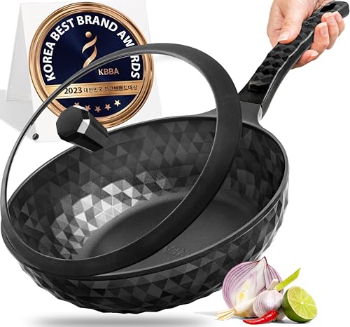 Diamond X Premium Non Stick Wok Pan with Lid (Black Wok Pan + Lid)