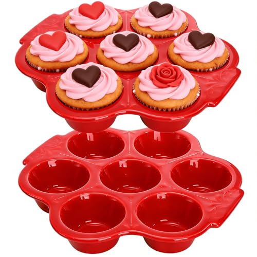 2 Pack Red Ceramic Muffin Pans (Red)