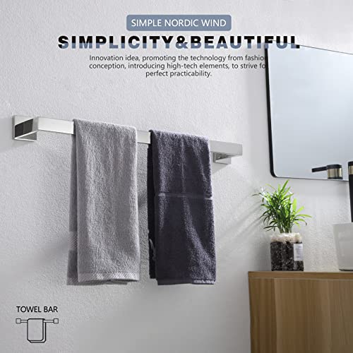 24 Inch Single Towel Bar (Polished Chrome / 24-Inch)