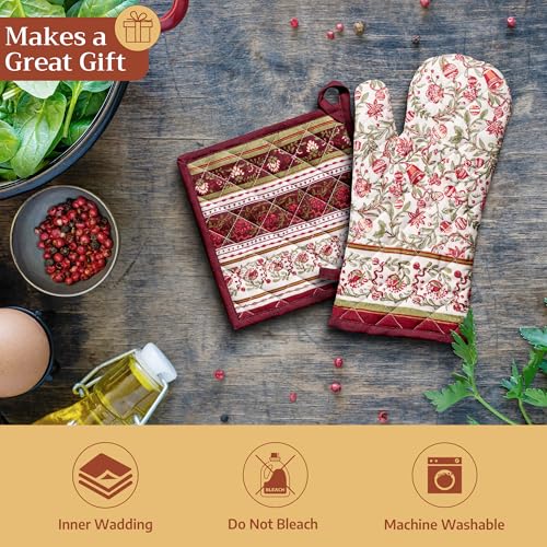 Pot Holders 100% Cotton Potholders (051 - Reveillon Au Jardin / 8" x 8" (Pot Holder Pack of 1))