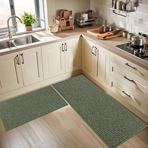 Kitchen Rugs and Mats 2PCS Non (Green / 24"x36"+24"x60" (Rectangular))