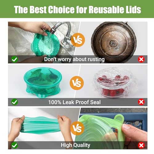 Silicone Stretch Lids for Food Storage in Fridge (8 Pcs Colorful)