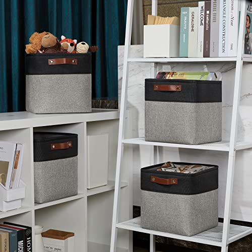 11x11 Cube Storage Bins for Cube organizer (Black&Grey / S-11"x11"x11")