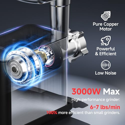 Multifunctional Digital Meat Grinder Electric 3000W Max (Stainless Steel)