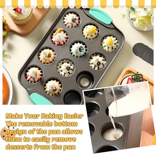 3 Pack Mini Cheesecake Pans Removable Bottom 12 Cavity (Mint Green)