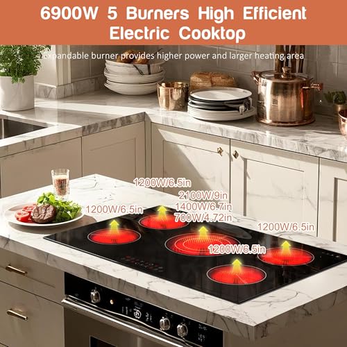 30 Inch Electric Cooktop (Black30 inch 5 burners)
