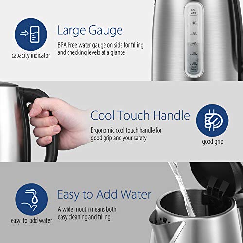Stainless Steel Electric Kettle (1.8 Quarts / Stainless Steel)