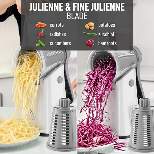 Rotary Cheese Grater Manual Hand Crank 5 Blade Shredder