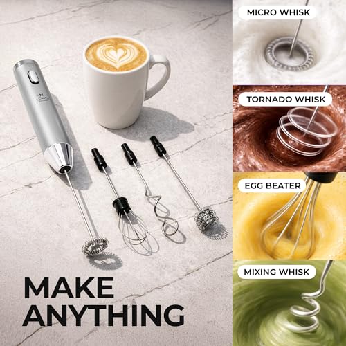 Rechargeable Milk Frother Handheld (Ultra Silver / Rechargeable Z1 Motor Max)