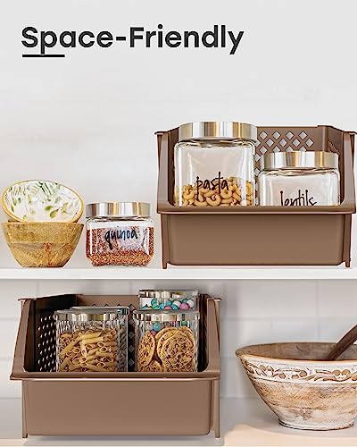 Stackable Storage Bins Open Front for Pantry Storage (4 Count)