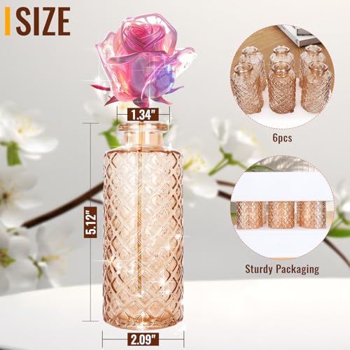 Glass Bud Vase (Amber / Small Vase(6 Pcs))