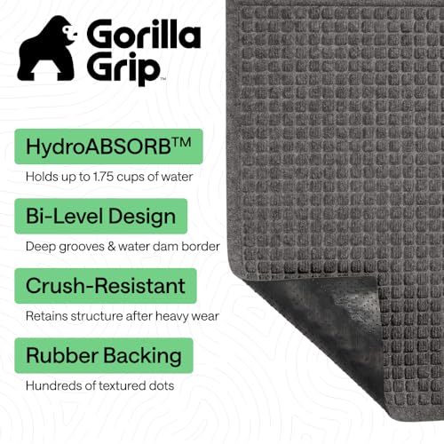 HydroABSORB Door Mat for Indoor Outdoor (Charcoal / 29" X 17")