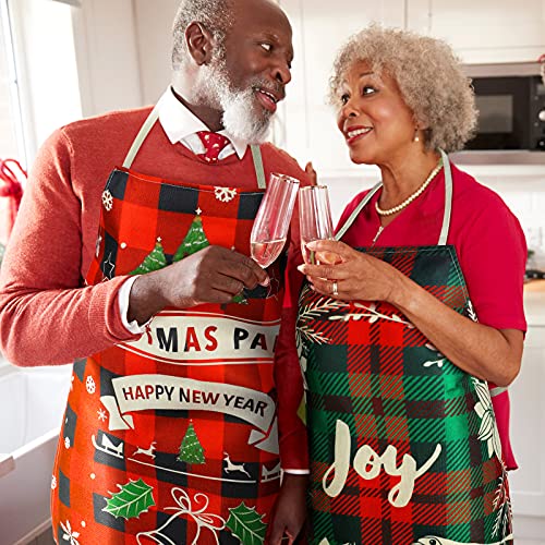4 Pcs Christmas Aprons Waterproof for Women Men (4 Count)