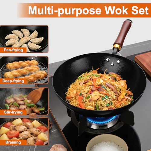 Carbon Steel Wok Pan (12.6 inch-Round Bottom)