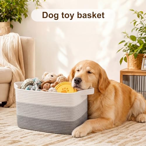 Cotton Rope Storage Baskets for Organizing Gradient Gray 3 (Gradient Gray / 3 pcs-13”x9.9”x8.7”)