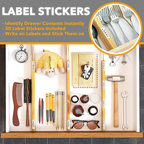 Bamboo Drawer Dividers with Labels (Long (17-22 in))