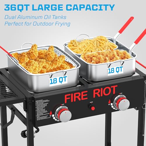 36QT Outdoor Propane Deep Fryer with Rolling Cart (36QT)