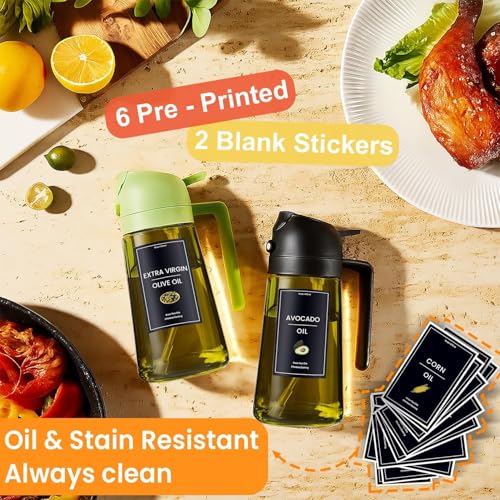 16oz 470ml Olive Oil Dispenser for Kitchen with Stickers (Light-Proof /w Stickers / Black-02)