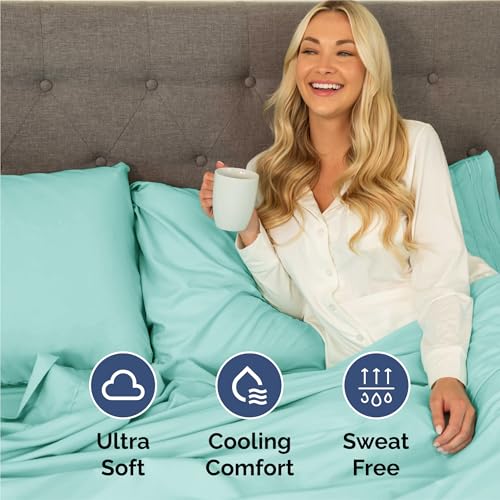Split King Size 5 Piece Sheet Set (22 - Spa Blue / Split King Size)